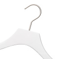 white wooden wide shoulder padded coat hanger with nickel hook